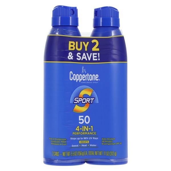 Coppertone Sport Snscrn Spray Frgrnc Fr Adlt 5.5oz Twn Pack, Ar V. Wtr Rstnt Ea