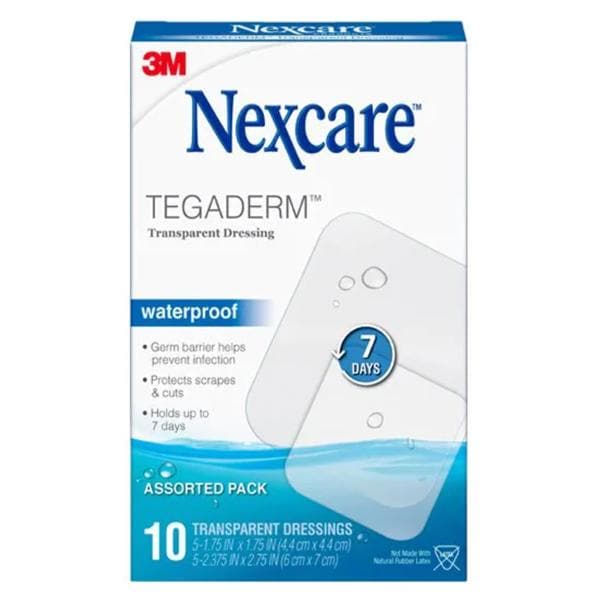 Nexcare Tegaderm Film Transparent Dressing 2-3/8x2-3/4" Sterile Asst Sz Trans LF