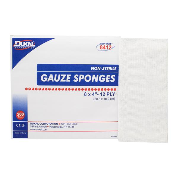 Cotton Gauze Sponge 4x8" 12 Ply Non-Sterile Not Made With Natural Rubber Latex