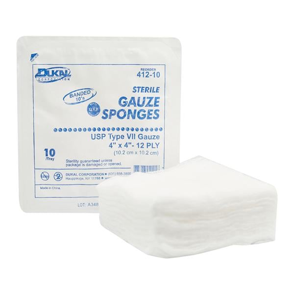 Cotton Gauze Type VII Sponge 4"x4" 12 Ply Sterile