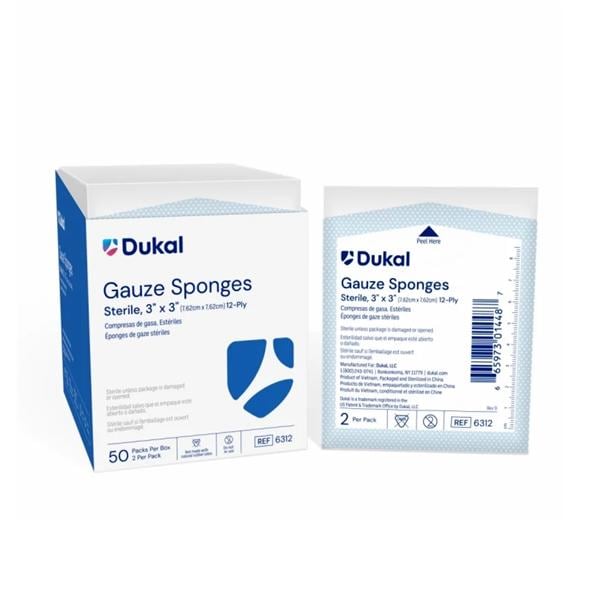 Cotton Gauze Sponge 3"x3" 12 Ply Sterile