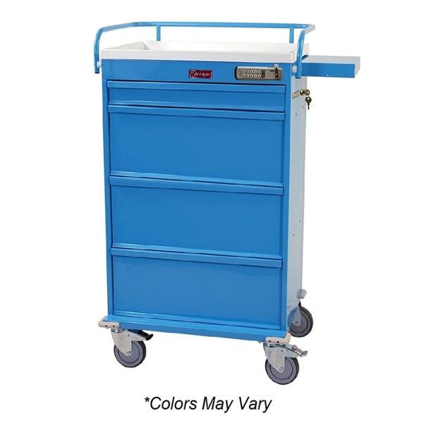 Value Line Medication Cart 21.5x21.3x47" 5 Cstr (3) Drwr Psh Btn Lk/Ky Override