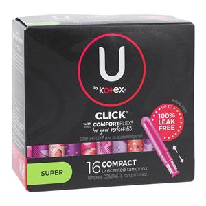 U by Kotex Click Applicator Tampon Max White Disposable Fragrance Free LF 16/Bx, 8 BX/CA