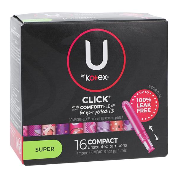 U by Kotex Click Applicator Tampon Max White Disposable Fragrance Free LF 16/Bx, 8 BX/CA