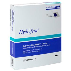 Hydrofera Blue Ready PU Fm/Flm/Sil Border Dressing 5.9x5.9 Strl Abs