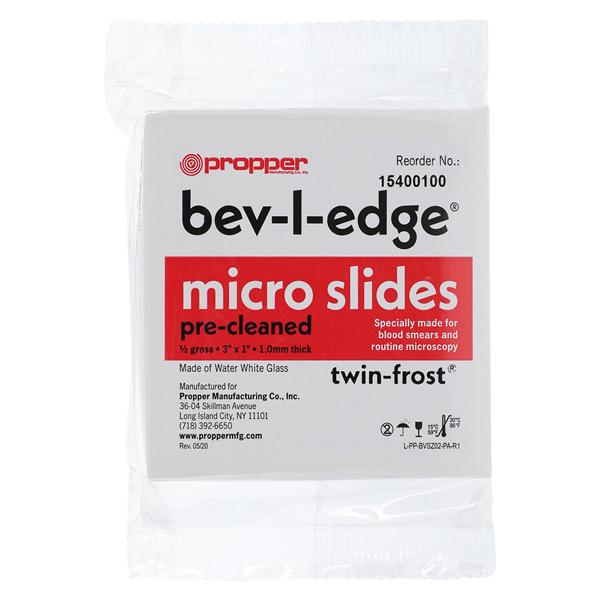 Bev-L-Edge Frosted Microscope Slide 3x1" Frosted 72/Bx, 20 BX/CA