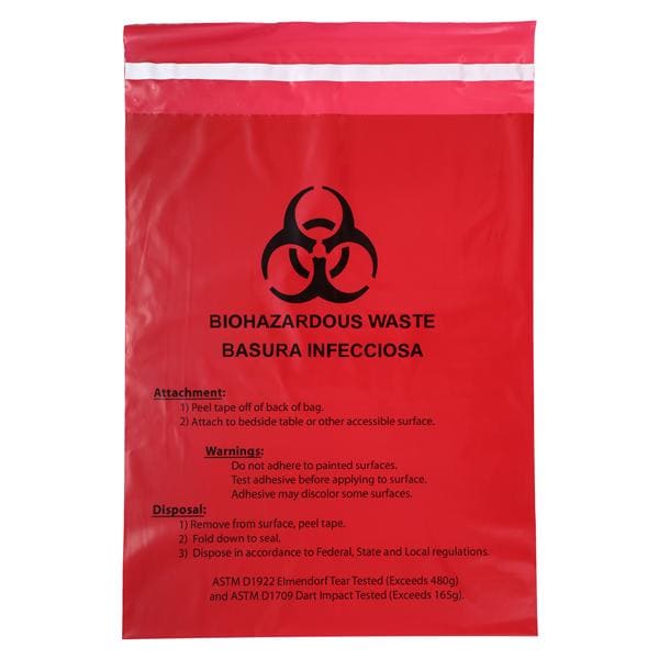 Biohazard Waste Bag Red Non-Sterile 100/Bx