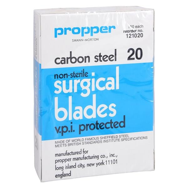 Blade Surgical #20 Nostril Carbon Steel Non-Sterile Disposable 150/Bx