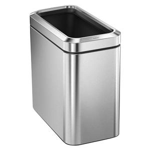 6.6 Gallon Slim Open TopTrash Can Brushed Stainless Steel Ea