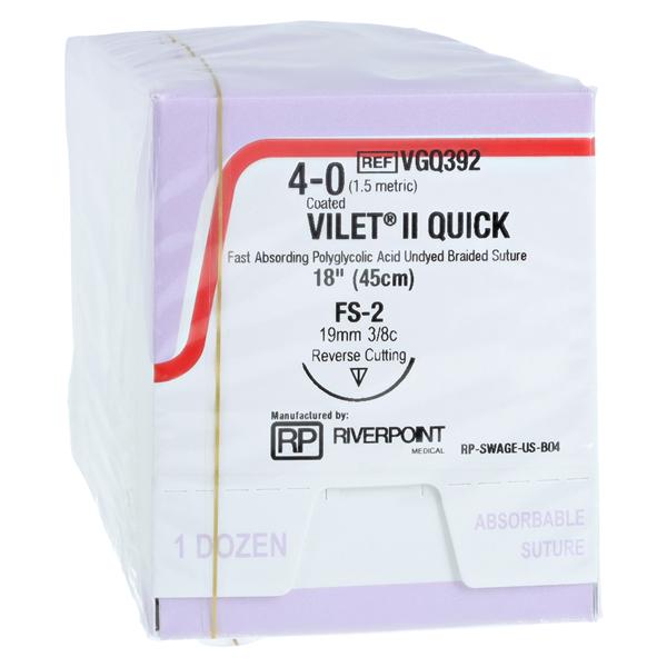 Vilet Quick Suture 4-0 18" PGA/FA Multifilament FS-2 Beige 12/Bx