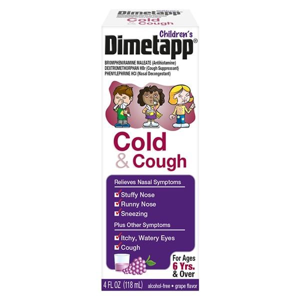 Dimetapp Children 6+ Cough/Cold 2/10/5mg Box 4oz/Bt, 24 BT/CA