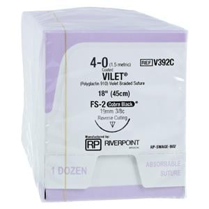 Vilet Suture 4-0 18" Polyglactin 910 Multifilament FS-2 Violet 12/Bx