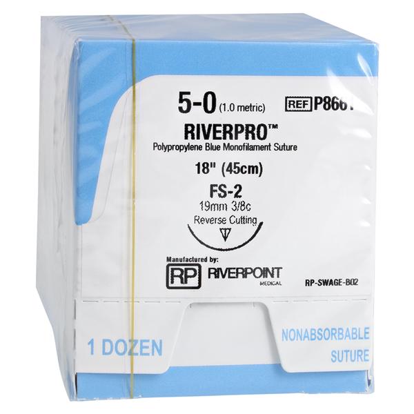 Riverpro Suture 5-0 18" Polypropylene Monofilament FS-2 Blue 12/Bx