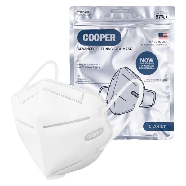 Advanced Filtering Mask Anti-Fog White Adult 5/Pk, 160 PK/CR