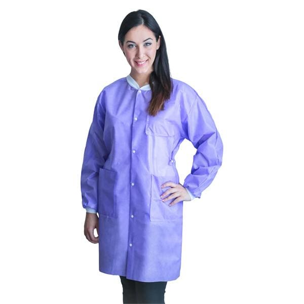 FitMe PPE Lab Coat Spunbonded / Meltblown / Spunbonded SMS Medium Lavender 10/Bg