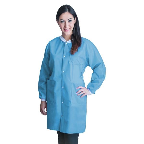 FitMe PPE Lab Coat Not Rated Spnbnd / Meltblown / Spnbnd SMS Sm Sky Blue 10/Bg, 5 BG/CA