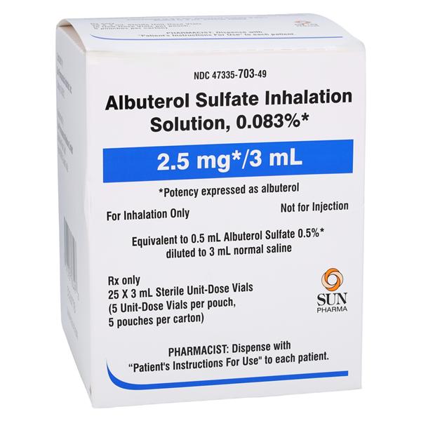 Albuterol Sulfate Inhalation Solution 0.083% Nebulized Vial 3mL 25/Bx