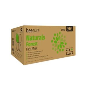 BeeSure Naturals Face Mask ASTM Level 3 Green / White Adult 50/Bx