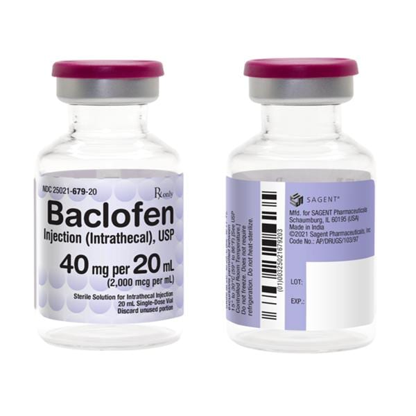 Baclofen Injection 2,000mcg/mL SDV 20mL 1/Vl