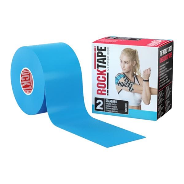 RockTape Kinesiology Tape 97% Cotton/3% Nylon 2"x16.4' Blue Ea