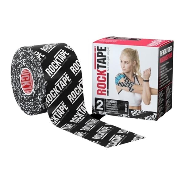 RockTape Kinesiology Tape 97% Cotton/3% Nylon 2"x16.4' Logo Black Ea