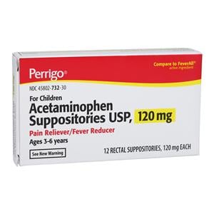 Acetaminophen Pediatric Suppository 120mg Box 12/Bx