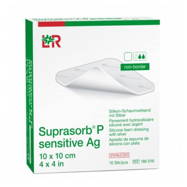 Suprasorb P Silver/Foam Non-Border Dressing 4x4" Sterile Square Adhesive