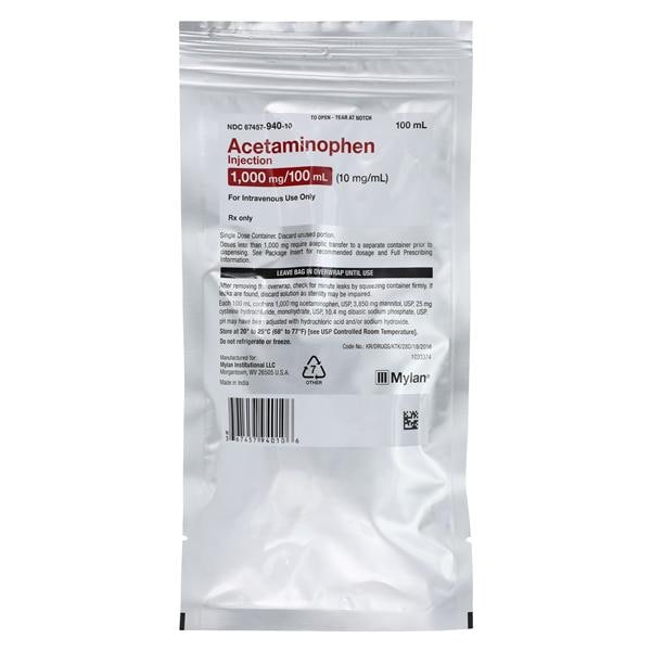 Acetaminophen Injection 10mg/mL Bag 100mL 24/Ca