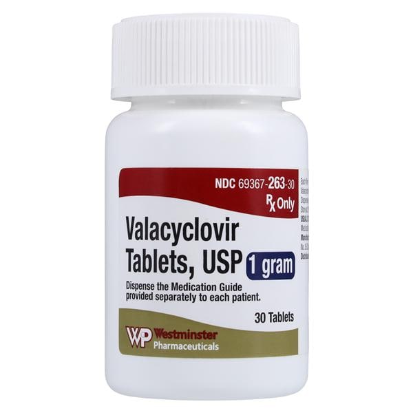 Valacyclovir HCl Tablets 1gm Bottle 30/Bt