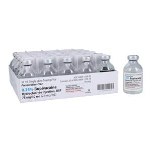 Bupivacaine HCl Injection 0.25% SDV 30mL 25/Bx