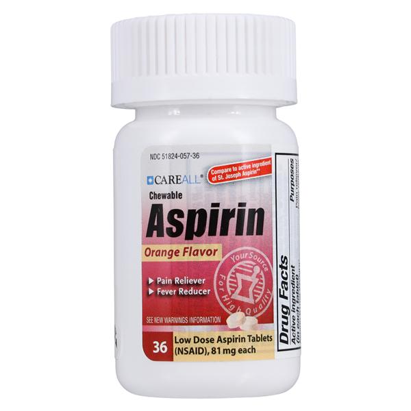 Aspirin Chewable 81mg Orange Bottle 36/Bt