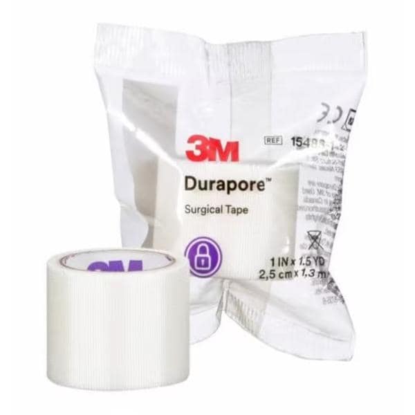 Durapore Surgical Tape Silk 1"x1.5yd White 500Rl/Ca