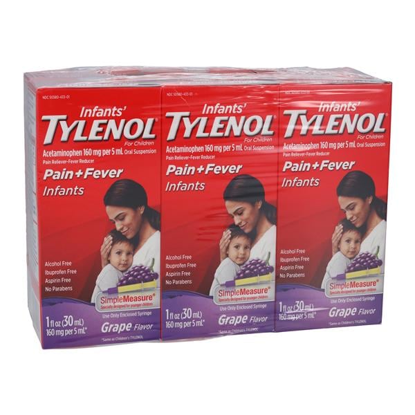 Tylenol Infnt Liq 160/5mL Grp 6/Pk, 6Pk/Ca/Pn Rlvr/Fvr Rdcr 1oz Drpper Btl 6/Pk