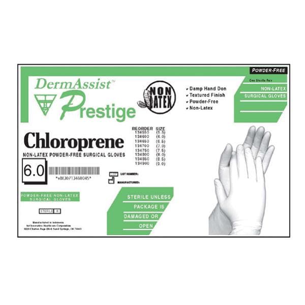 Prestige Chloroprene Surgical Gloves 8 Extended White, 4 BX/CA