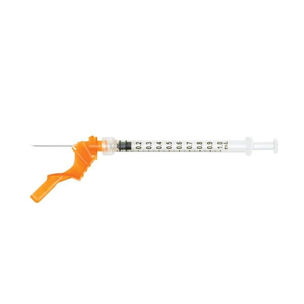 Hypodermic Syringe/Needle Combo 25gx5/8" 1cc Safety Device Low Dead Space 100/Bx, 12 BX/CA