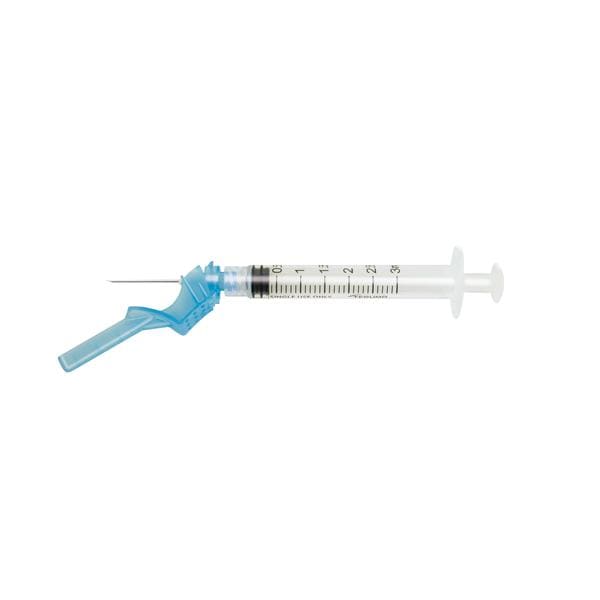 Hypodermic Syringe/Needle Combo 23gx1" 3cc Safety Device No Dead Space 100/Bx