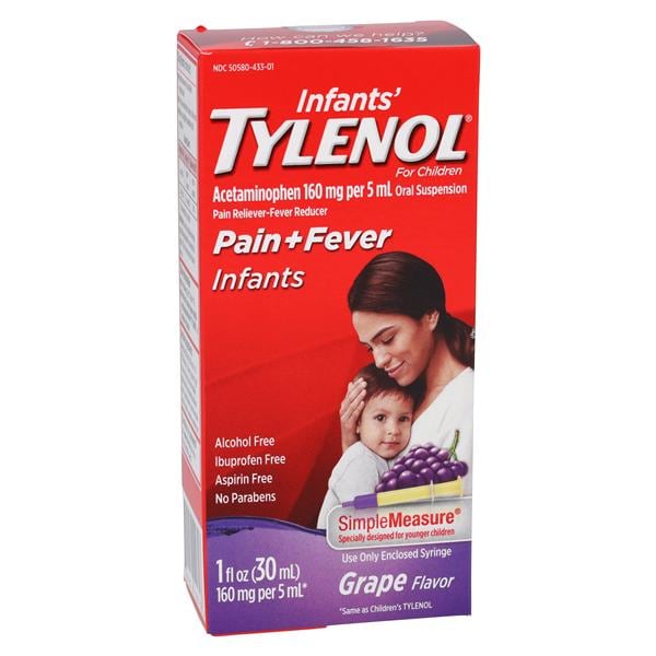 Tylenol Infant Pain Reliever/Fever Reducer Drops Grape 1OZ/Bt