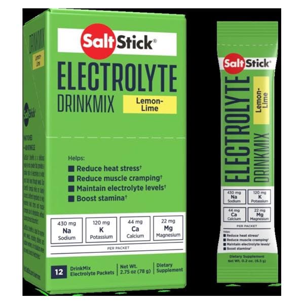 SaltStick Electrolyte Drink Mix Lemon-Lime Carton 12/Ct