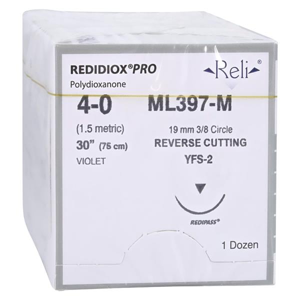 Reli Redidiox Suture 4-0 30" Polyester Monofilament YFS-2 Violet 12/Bx