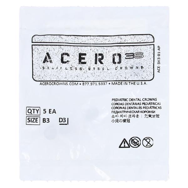 ACERO Stainless Steel Crowns 3 1st Primary Upper Right Molar 5/Pk 5/Pk