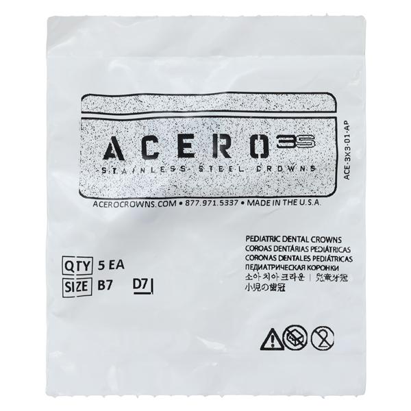 ACERO Stainless Steel Crowns 7 1st Primary Upper Right Molar 5/Pk 5/Pk