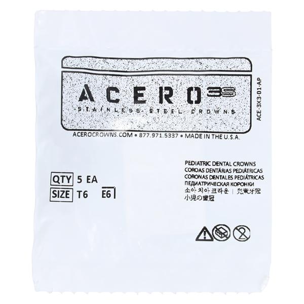 ACERO Stainless Steel Crowns 6 2nd Primary Lower Right Molar 5/Pk 5/Pk