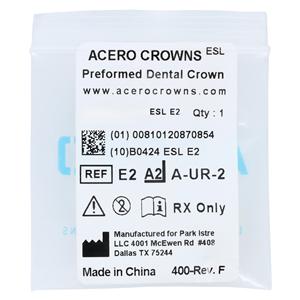 ACERO Stainless Steel Crowns Size 2 Primary Upper Right Central 1/Bag Ea