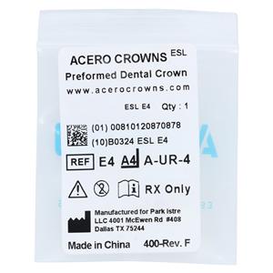 ACERO Stainless Steel Crowns Size 4 Primary Upper Right Central 1/Bag Ea