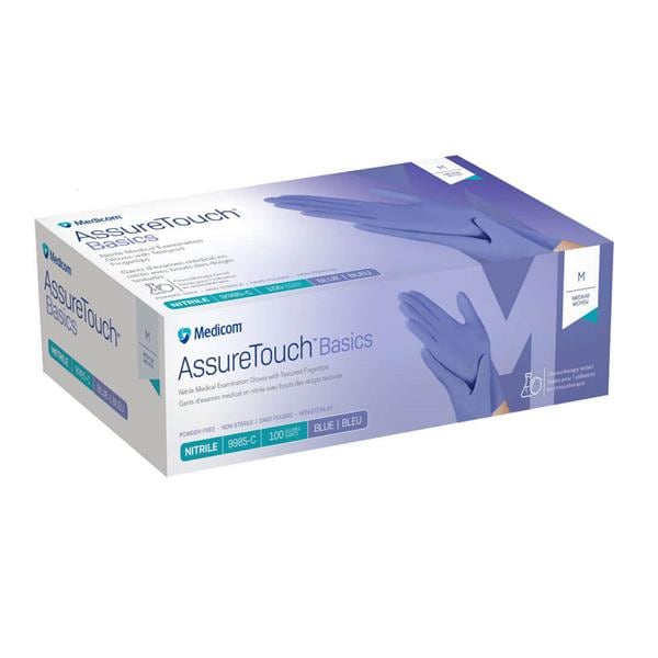 AssureTouch Basics Nitrile Exam Gloves Large Blue Non-Sterile, 10 BX/CA