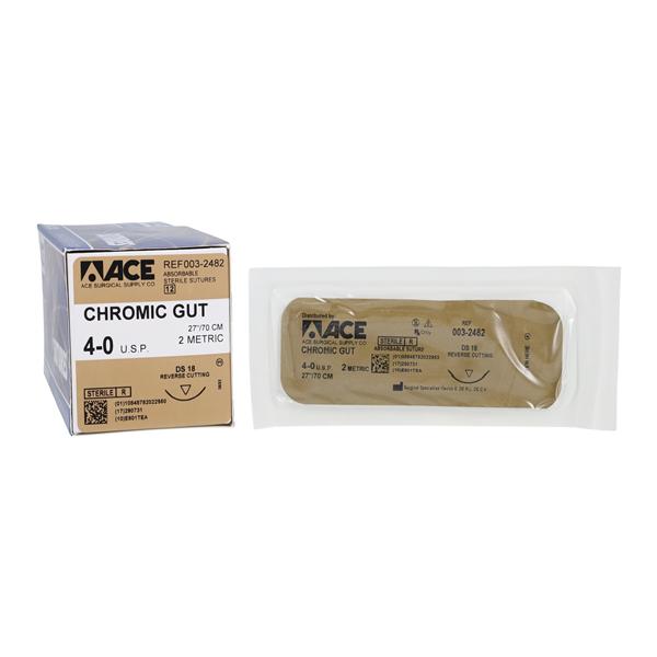 Suture 4-0 27" Chromic Gut DS-18 12/Bx