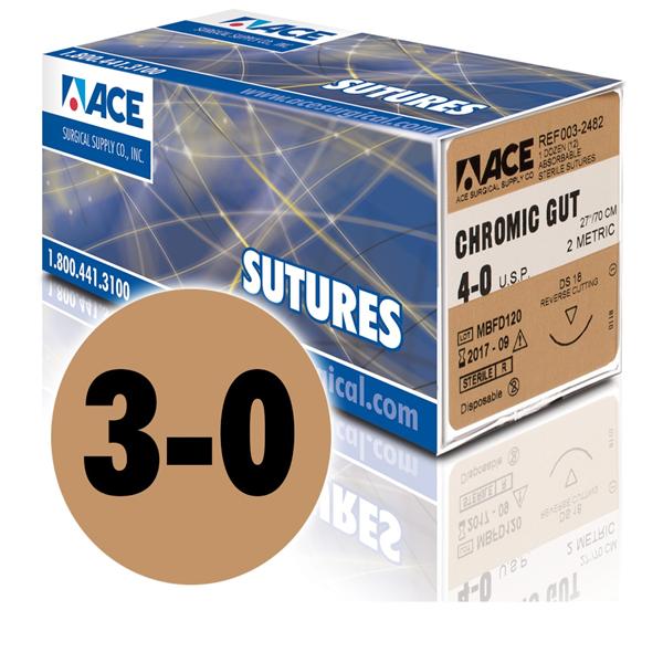 Suture 3-0 30" Chromic Gut DS-24 12/Bx