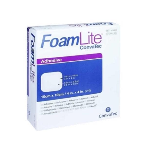 FoamLite Foam Dressing 10x10cm Square Silicone Adhesive