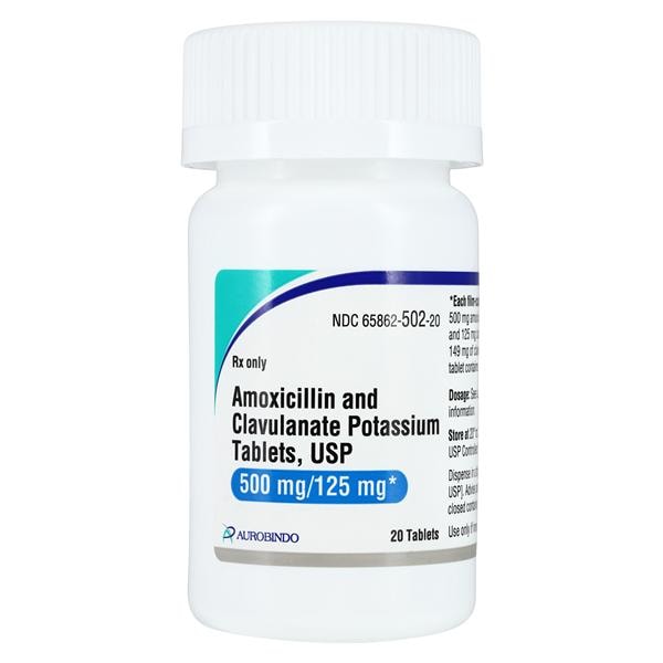 Amoxicillin/Clavulanate Tablets 500/125mg Bottle 20/Bt