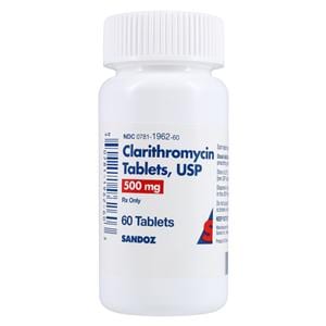 Clarithromycin Tablets 500mg Bottle 60/Bottle Each